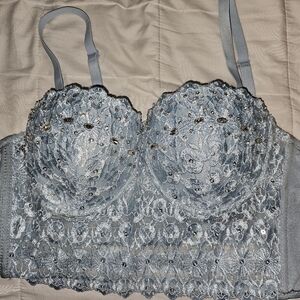 Windsor Sky Blue Sequin Bustier Top